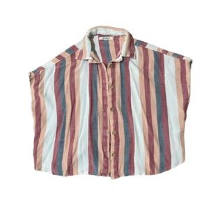 Rip Curl Multicolor Striped Button-Down Shirt - Cream, Pink, Blue, Tan